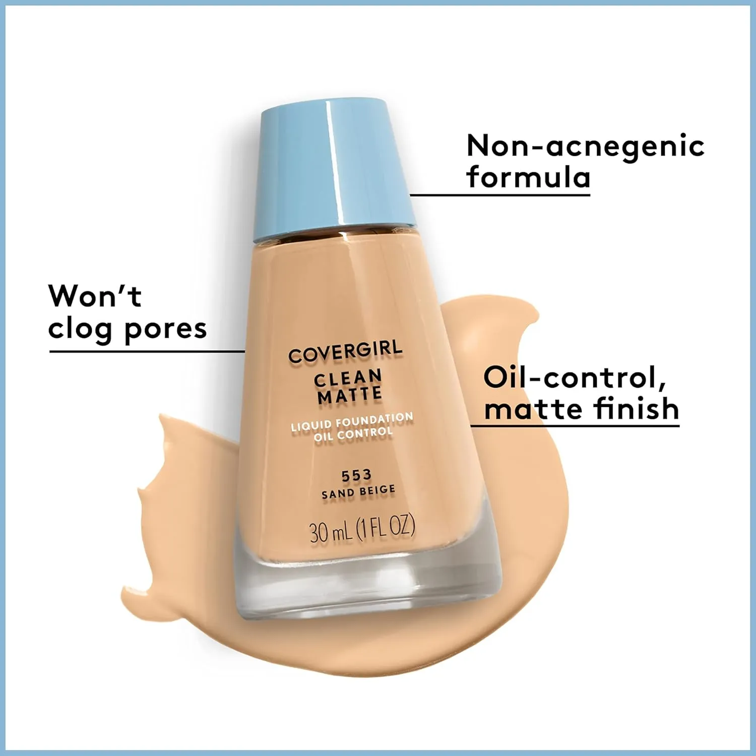 CoverGirl Clean Oil Control Liquid Makeup, Creamy Beige 550, 1.0-Ounce Bottles (Pack of 2)
