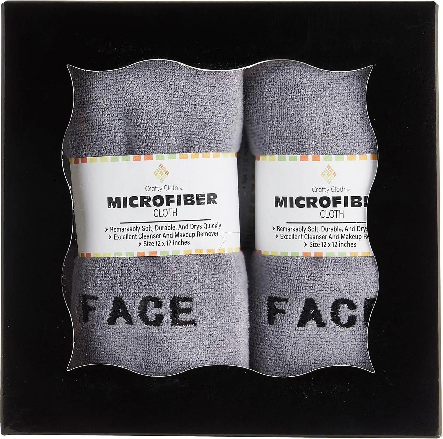 Crafty Cloth Ultra-Soft Microfiber 4-Pack Facial Cleansing and Makeup Remover Towels for Hygienic, Gentle Skin Care | Face and Makeup Eraser | Fast-Dry, Machine Washable | Gray | 12x12