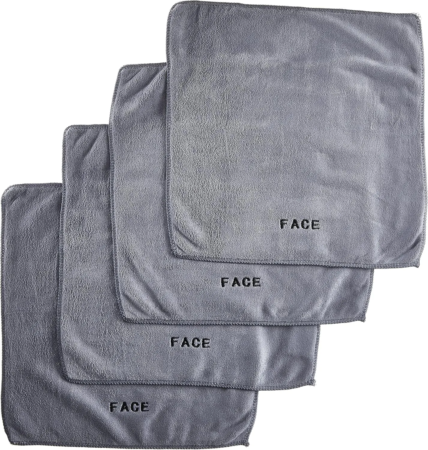 Crafty Cloth Ultra-Soft Microfiber 4-Pack Facial Cleansing and Makeup Remover Towels for Hygienic, Gentle Skin Care | Face and Makeup Eraser | Fast-Dry, Machine Washable | Gray | 12x12