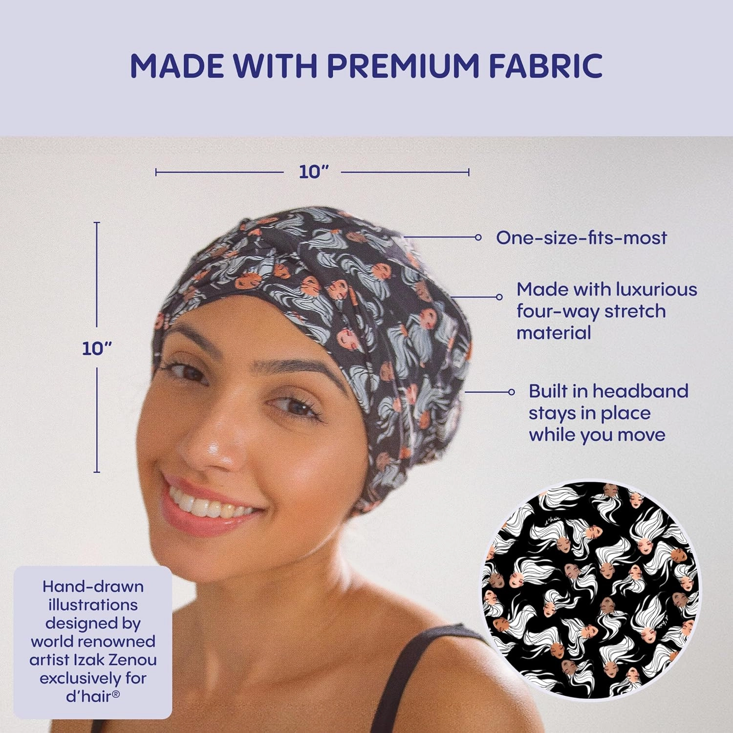 d’Hair Spa Facial Headband for Women, Hair Band for Skincare, Facial, Steam Room & Sauna Hat, Soft Stretchy Hair Wrap