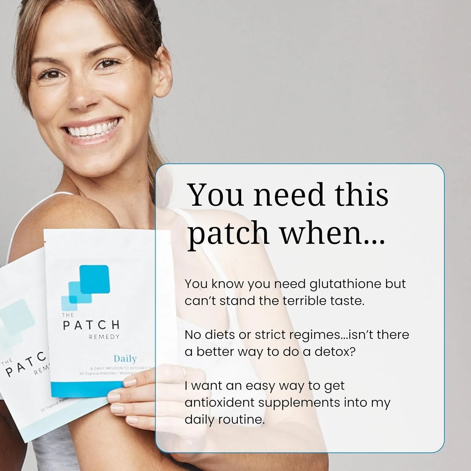 Daily Glutathione & NAC Patch - 30 Topical Patches with Glutathione Plus | Antioxidants and N-Acetyl-Cysteine, Waterproof Transdermal Cleanse Patch for Adults & Kids