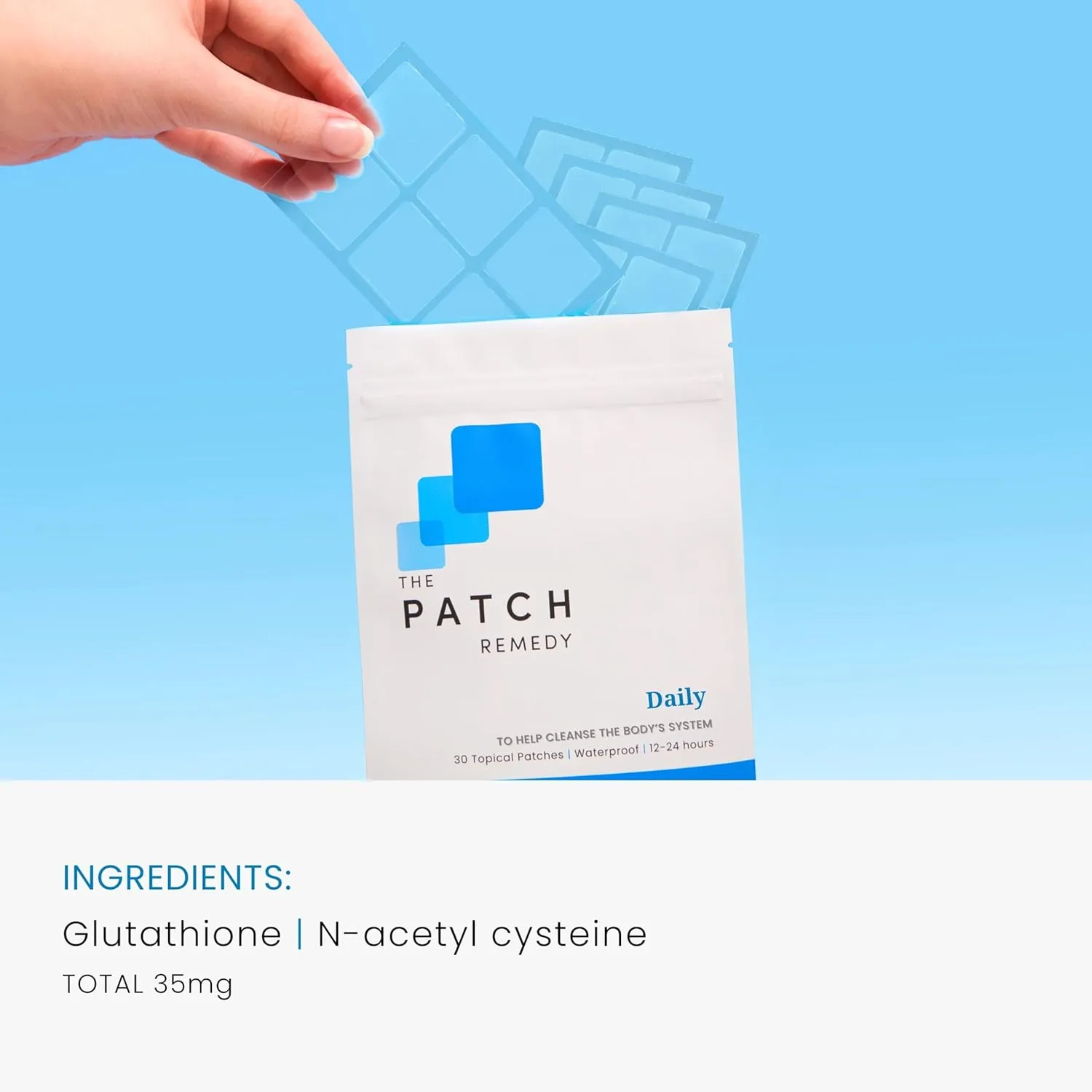 Daily Glutathione & NAC Patch - 30 Topical Patches with Glutathione Plus | Antioxidants and N-Acetyl-Cysteine, Waterproof Transdermal Cleanse Patch for Adults & Kids