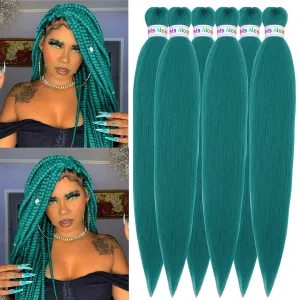 Dark Green Braiding Hair Pre Stretched Braiding Hair Dark Green Braids Hair Knoteless Braiding Hair Prestretched Braiding Hair(Dark Green,6pack)