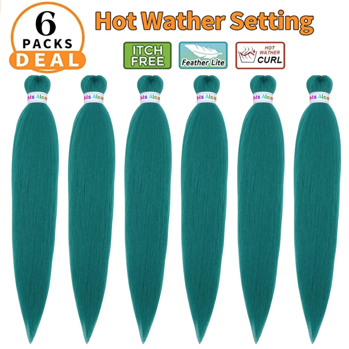 Dark Green Braiding Hair Pre Stretched Braiding Hair Dark Green Braids Hair Knoteless Braiding Hair Prestretched Braiding Hair(Dark Green,6pack)