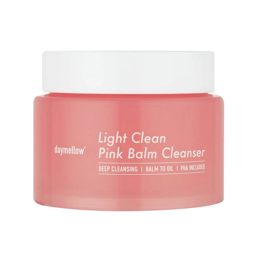 daymellow Light Clean Pink Balm Cleanser 3.04fl.oz/90ml, Face Cleansing Balm, Deep Cleanser, Makeup Remover, Pore Cleansing, Gentle Exfoliating, Moisturizing, Blackhead Remover, Korean Skincare