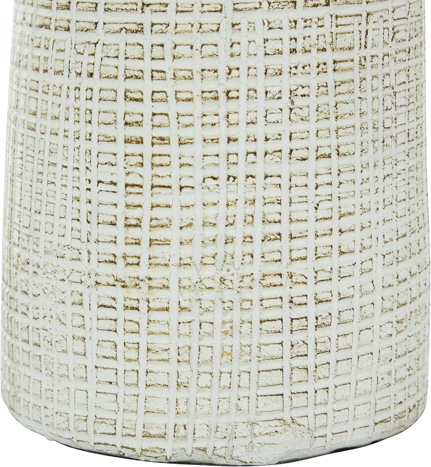 Deco 79 Ceramic Decorative Vase Textured Crosshatch Centerpiece Vase, Flower Vase for Home Decoration 8" x 8" x 17", White