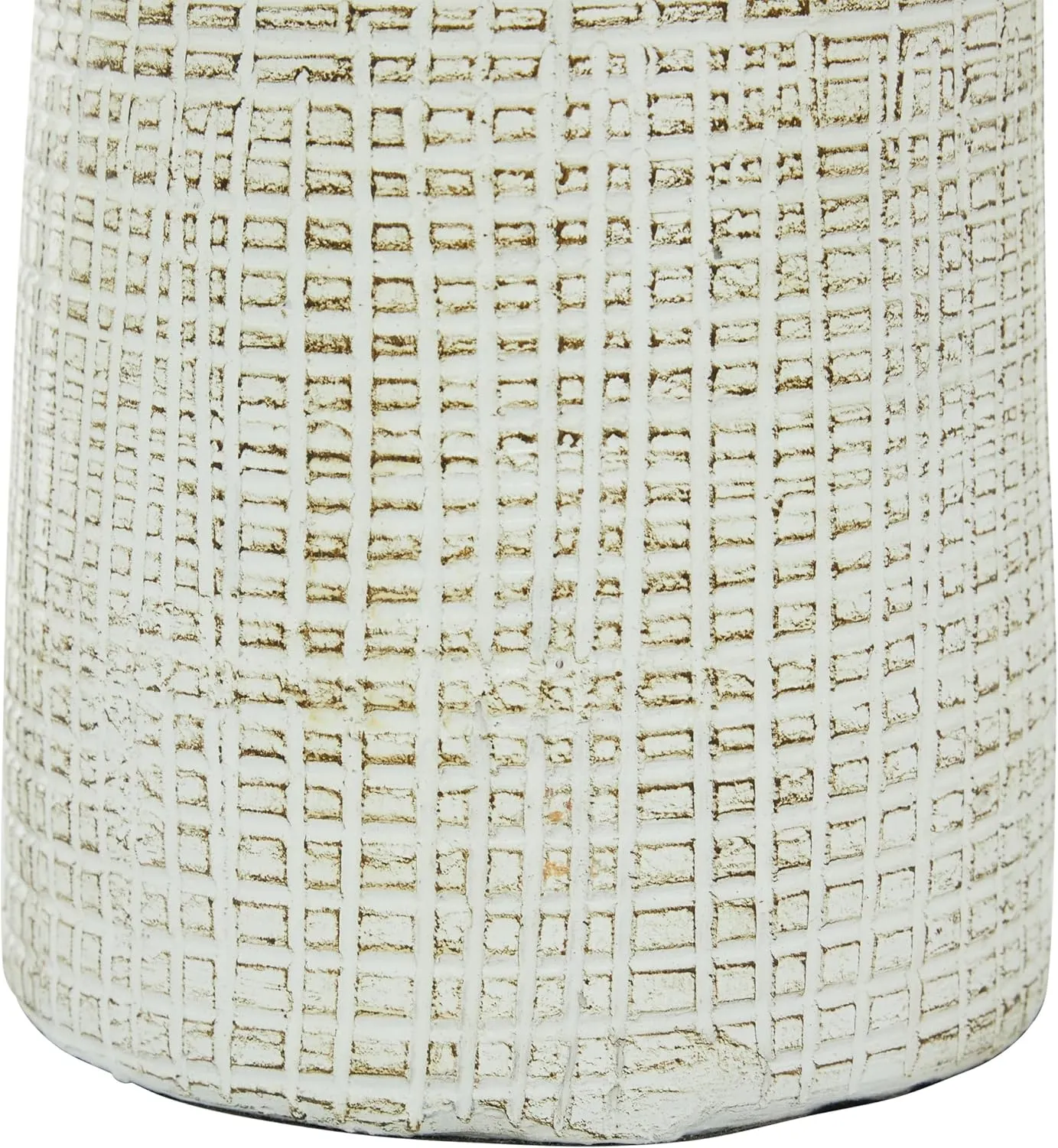Deco 79 Ceramic Decorative Vase Textured Crosshatch Centerpiece Vase, Flower Vase for Home Decoration 8" x 8" x 17", White