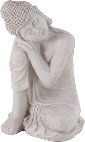 Deco 79 Magnesium Oxide Buddha Decorative Garden Sculpture Indoor Outdoor Meditating Garden Statue, Outdoor Sculpture 13" x 13" x 20", Gray