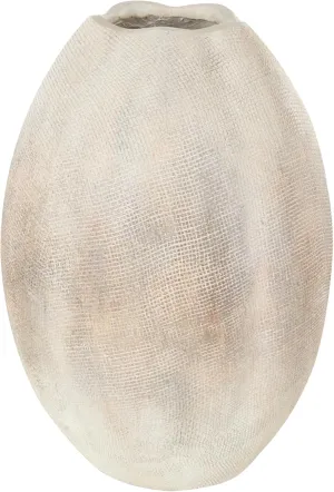 Deco 79 Magnesium Oxide Decorative Vase Antique Centerpiece Vase with Checkered Patterns, Flower Vase for Home Decoration 12" x 12" x 17", Cream