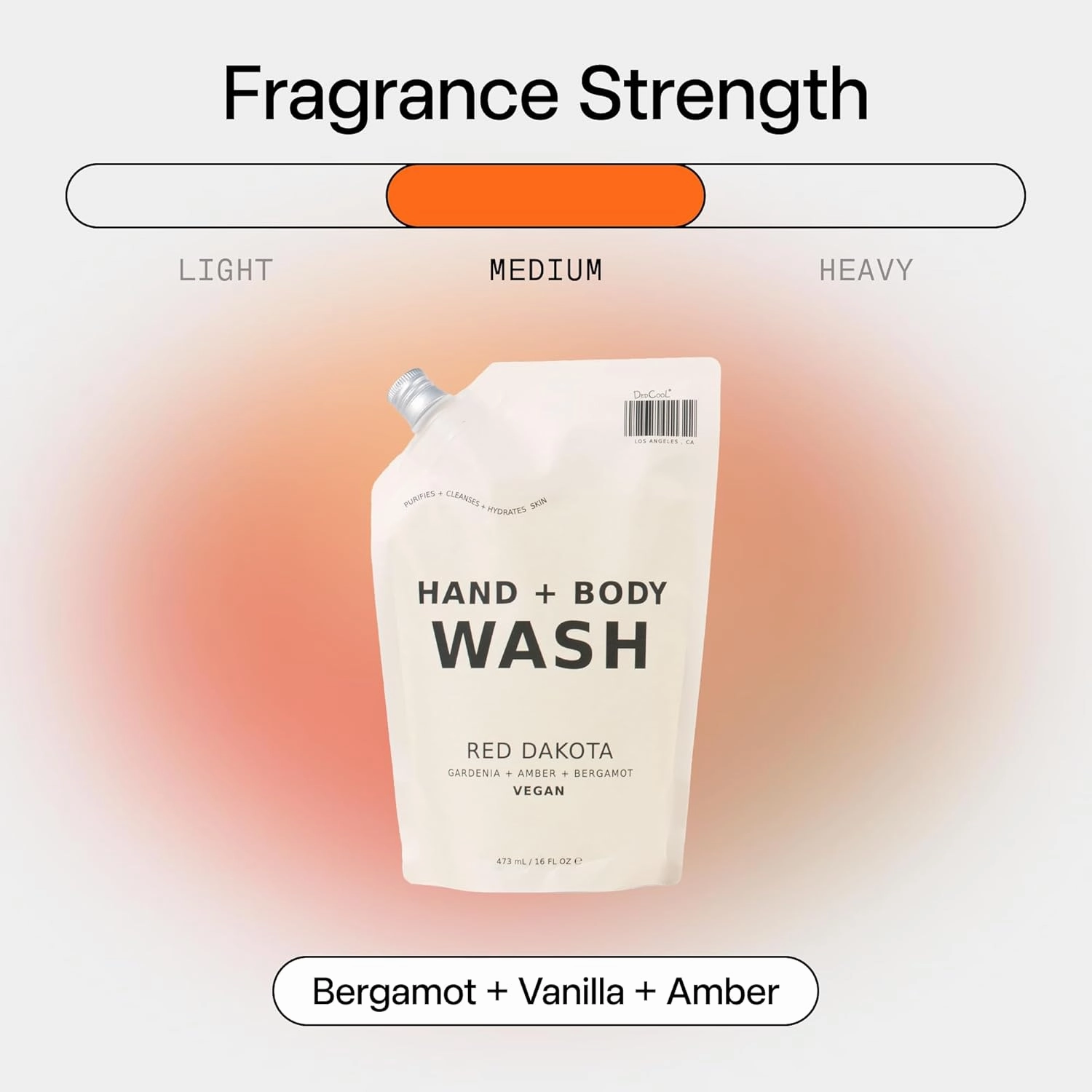 DedCool Hand   Body Wash (Red Dakota, Refill 16 fl oz) Natural Hydrating Body Wash, Liquid Hand & Body Soap, Moisturizing Hand & Body Cleanser, Cruelty-free & Vegan, Non-Toxic, Luxury Fragrance
