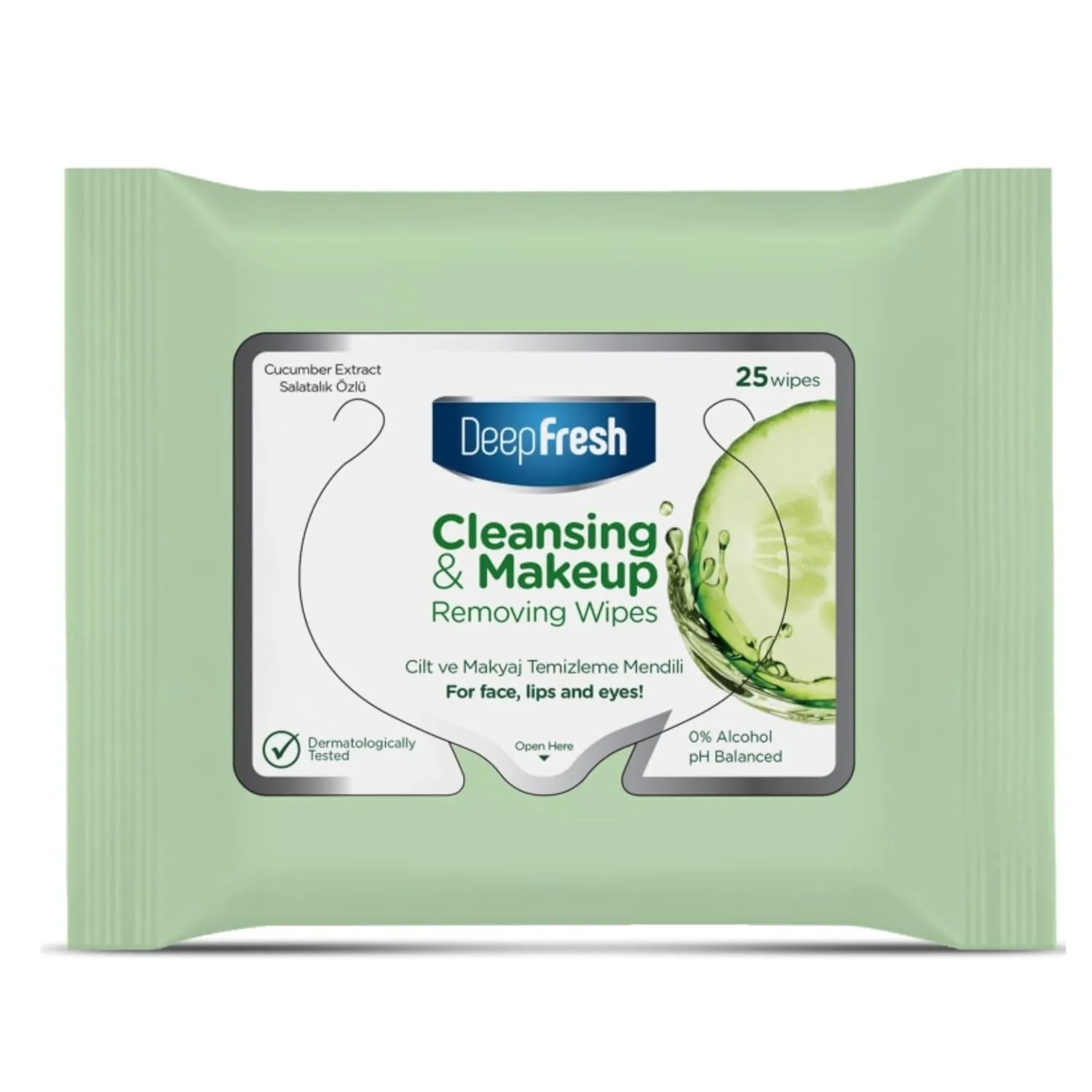 DeepFresh Cucumber Make-Up Removal Wipes - Gentle Cleansing for Face & Eyes | Removes Waterproof Makeup, Hydrates Skin | Pack of 12 | Travel-Friendly, Dermatologist-Tested