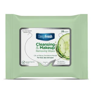 DeepFresh Cucumber Make-Up Removal Wipes - Gentle Cleansing for Face & Eyes | Removes Waterproof Makeup, Hydrates Skin | Pack of 12 | Travel-Friendly, Dermatologist-Tested
