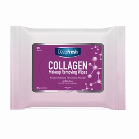 DeepFresh Collagen Make-Up Removal Wipes - Gentle Cleansing for Face & Eyes | Removes Waterproof Makeup, Hydrates Skin | Pack of 12| Travel-Friendly, Dermatologist-Tested