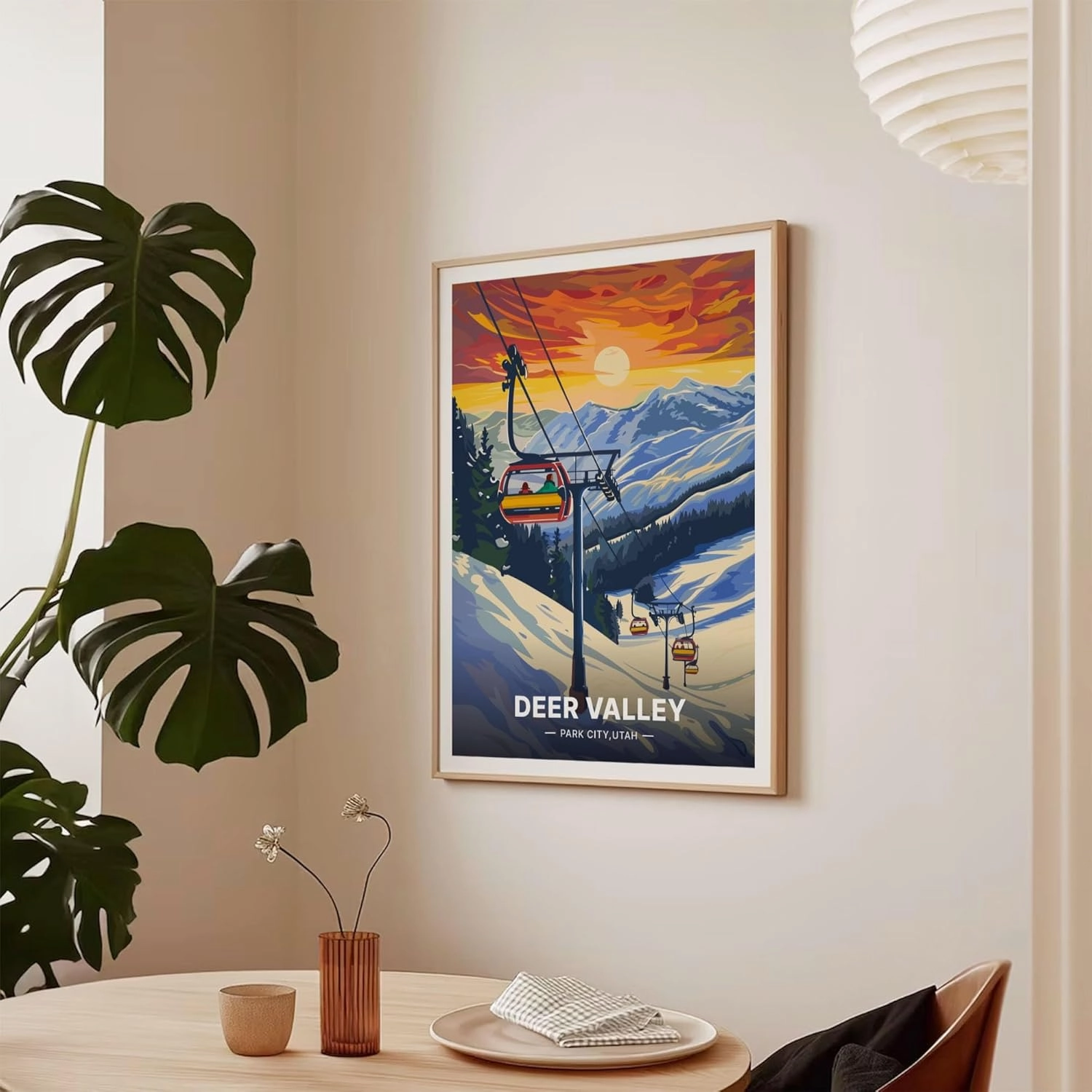 Deer Valley Ski Resort Utah Travel Poster - Retro Ski & Snowboarding Wall Art, Park City Decor