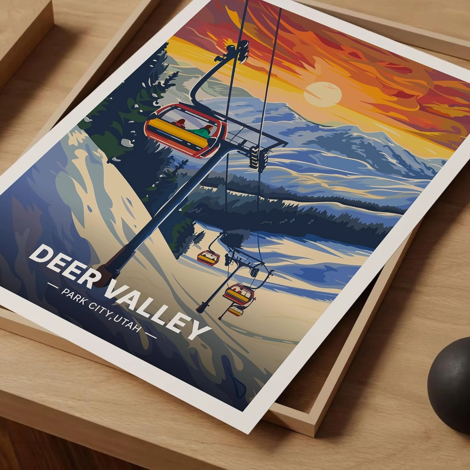 Deer Valley Ski Resort Utah Travel Poster - Retro Ski & Snowboarding Wall Art, Park City Decor