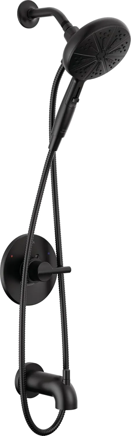 Delta 144749-HS Nicoli Monitor 14 Series Tub and Shower Trim Package with 1.75 GPM Multi Function Hand Shower - Rough-In Valve Included - Matte Black