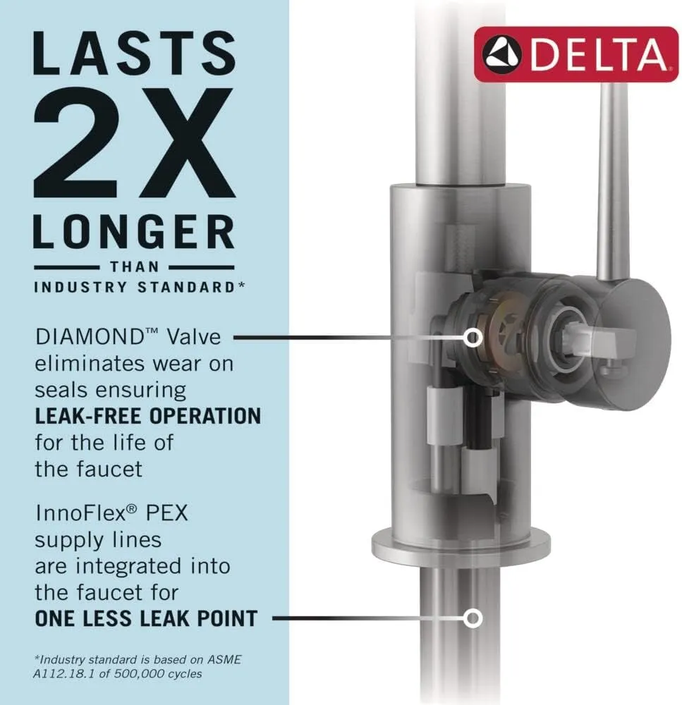Delta Faucet Almari Pull-Out Kitchen Faucet, Black Kitchen Faucets with Pull-Out Sprayer, Kitchen Sink Faucet, Faucet for Kitchen Sink with Magnetic Docking, Matte Black 16943-BL-DST