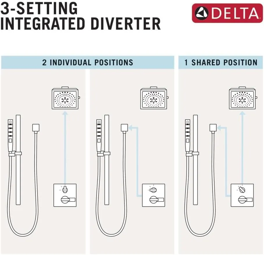 Delta Faucet Ara 17 Series 3-Setting Integrated Diverter Valve Trim Kit, Black Diverter Valve Trim Kit, Shower Trim Kit, Matte Black T27867-BL (Valve Not Included)