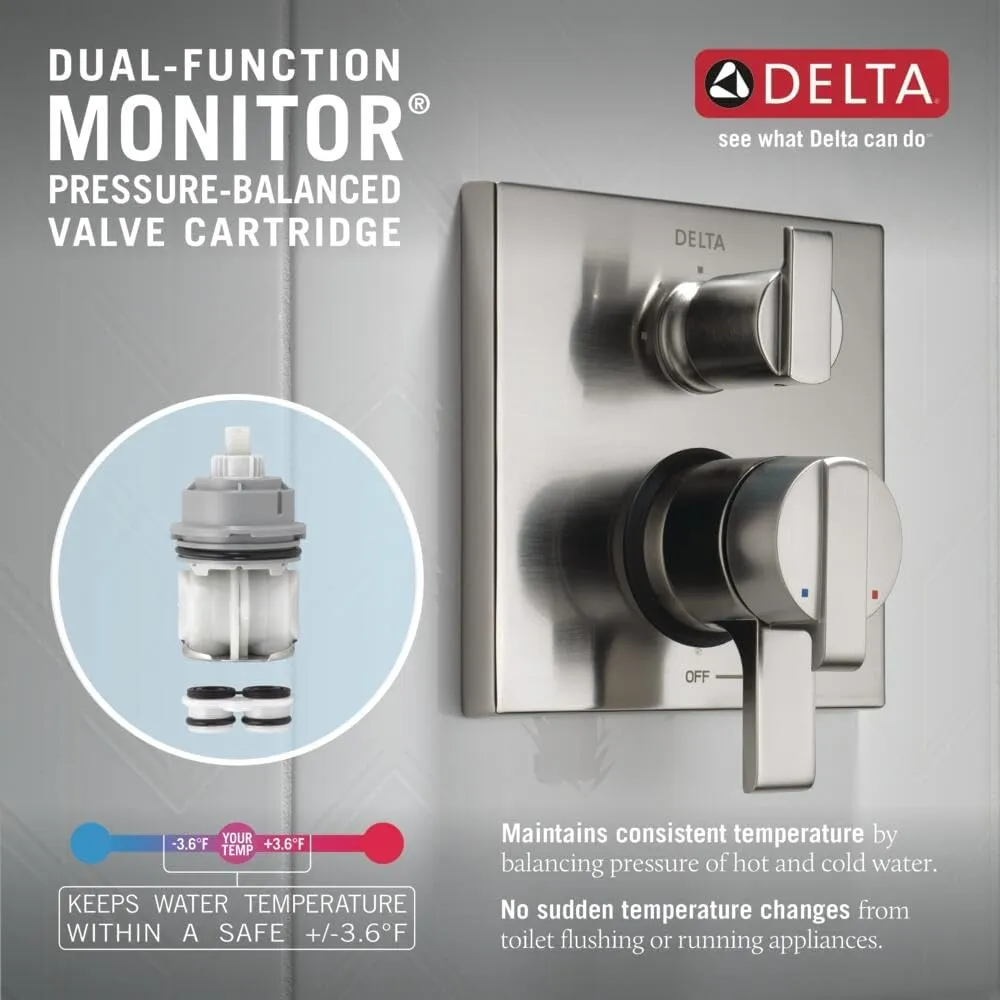 Delta Faucet Ara 17 Series 3-Setting Integrated Diverter Valve Trim Kit, Black Diverter Valve Trim Kit, Shower Trim Kit, Matte Black T27867-BL (Valve Not Included)