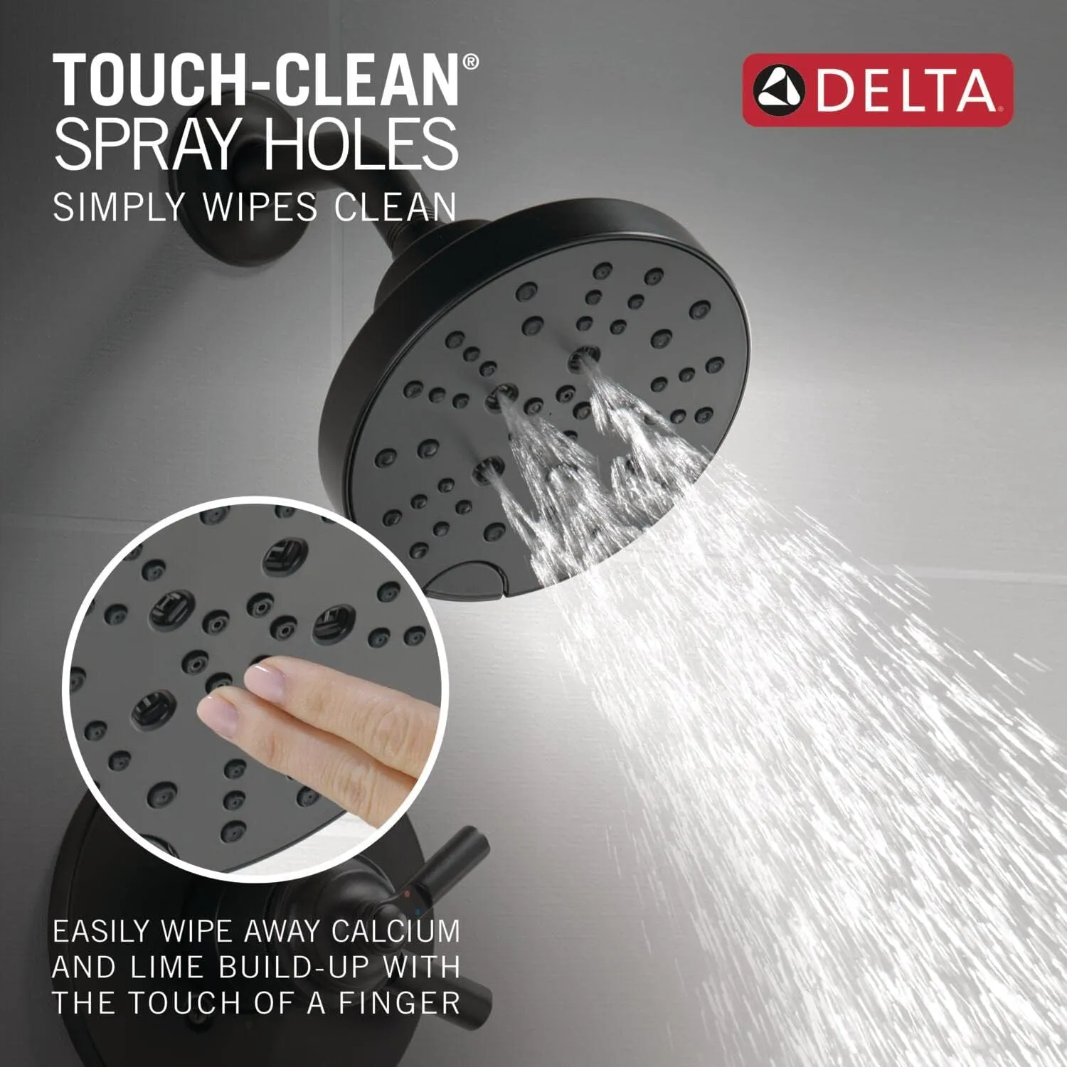 Delta Faucet Saylor 17 Series Black Shower Valve Trim Kit with H2Okinetic Shower Head, Delta Shower System, Shower Faucet Set, Shower Head and Handle Set, Matte Black T17235-BL (Valve Not Included)