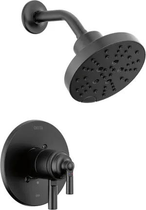 Delta Faucet Saylor 17 Series Black Shower Valve Trim Kit with H2Okinetic Shower Head, Delta Shower System, Shower Faucet Set, Shower Head and Handle Set, Matte Black T17235-BL (Valve Not Included)
