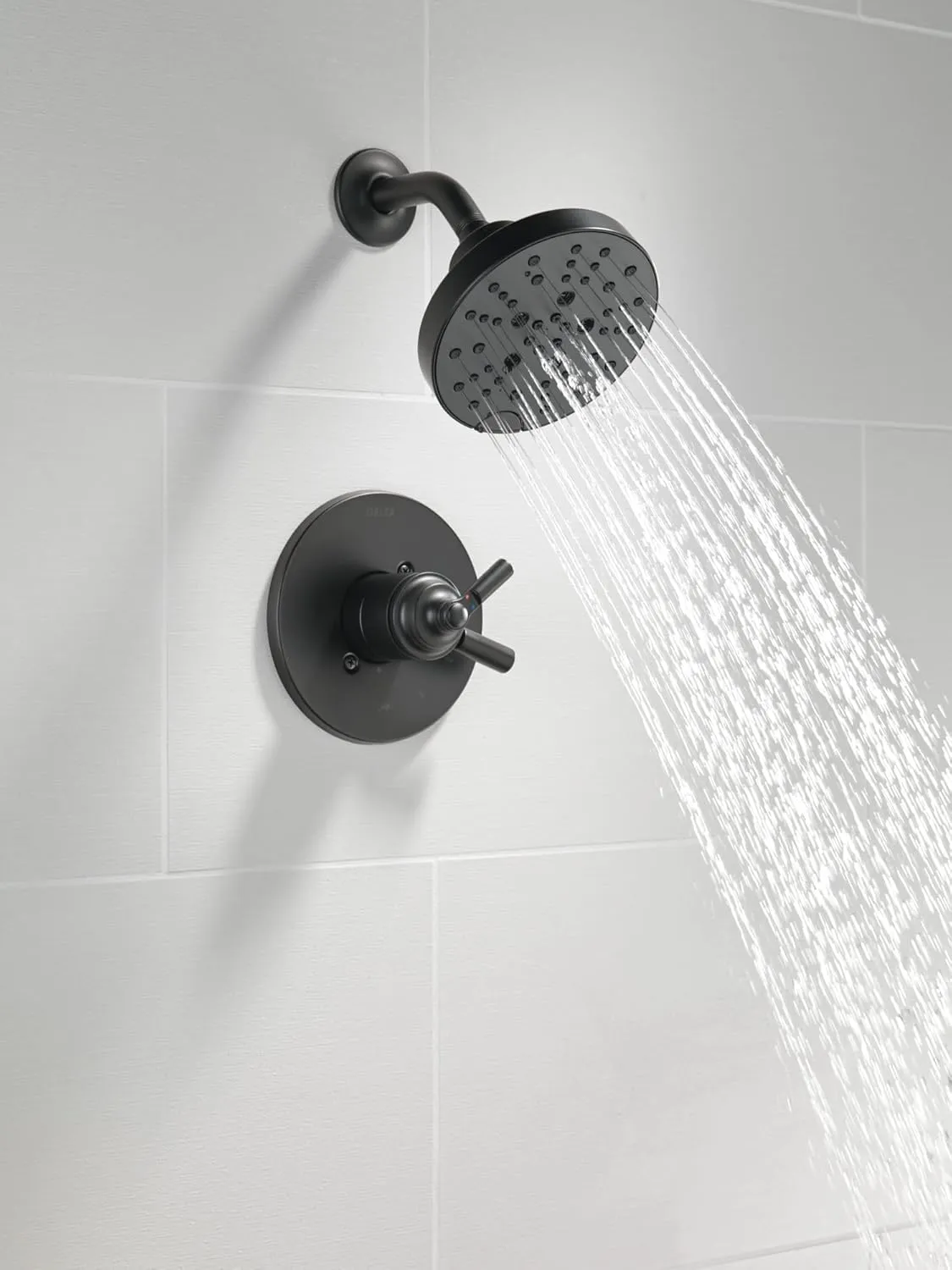 Delta Faucet Saylor 17 Series Black Shower Valve Trim Kit with H2Okinetic Shower Head, Delta Shower System, Shower Faucet Set, Shower Head and Handle Set, Matte Black T17235-BL (Valve Not Included)