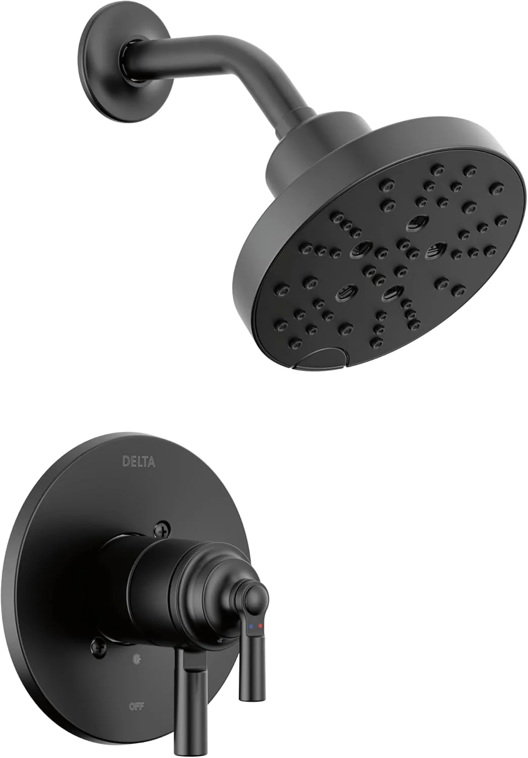 Delta Faucet Saylor 17 Series Black Shower Valve Trim Kit with H2Okinetic Shower Head, Delta Shower System, Shower Faucet Set, Shower Head and Handle Set, Matte Black T17235-BL (Valve Not Included)