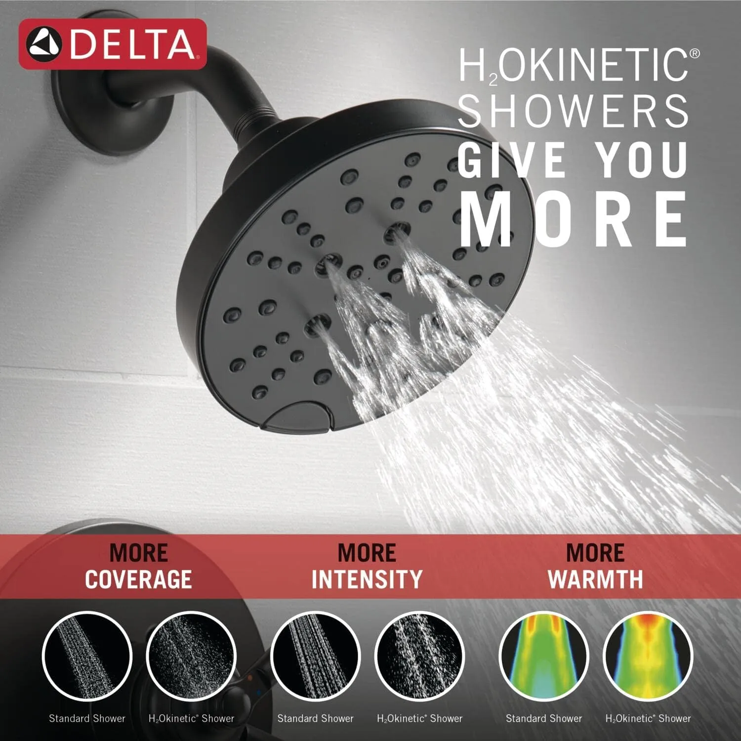 Delta Faucet Saylor 17 Series Black Shower Valve Trim Kit with H2Okinetic Shower Head, Delta Shower System, Shower Faucet Set, Shower Head and Handle Set, Matte Black T17235-BL (Valve Not Included)