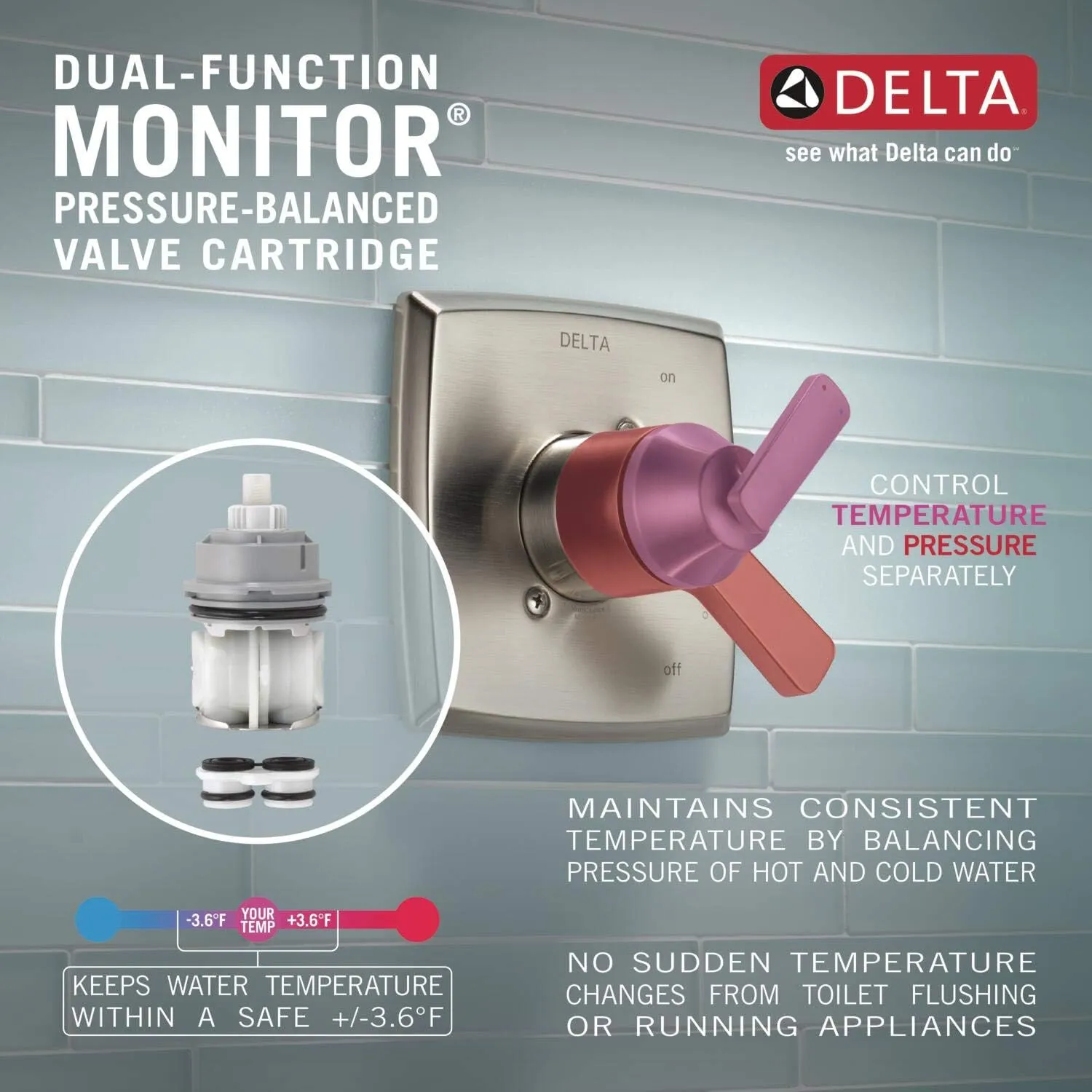 DELTA Faucet Tetra 14 Series Matte Black 3-Setting Integrated Diverter Valve Trim Kit, Black Diverter Valve Trim Kit, Shower Trim Kit, Matte Black T24889-BL (Valve Not Included)