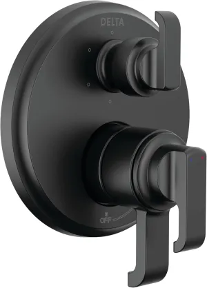 DELTA Faucet Tetra 17 Series Matte Black 6-Setting Integrated Diverter Valve Trim Kit, Black Diverter Valve Trim Kit, Shower Trim Kit, Matte Black T27989-BL (Valve Not Included)