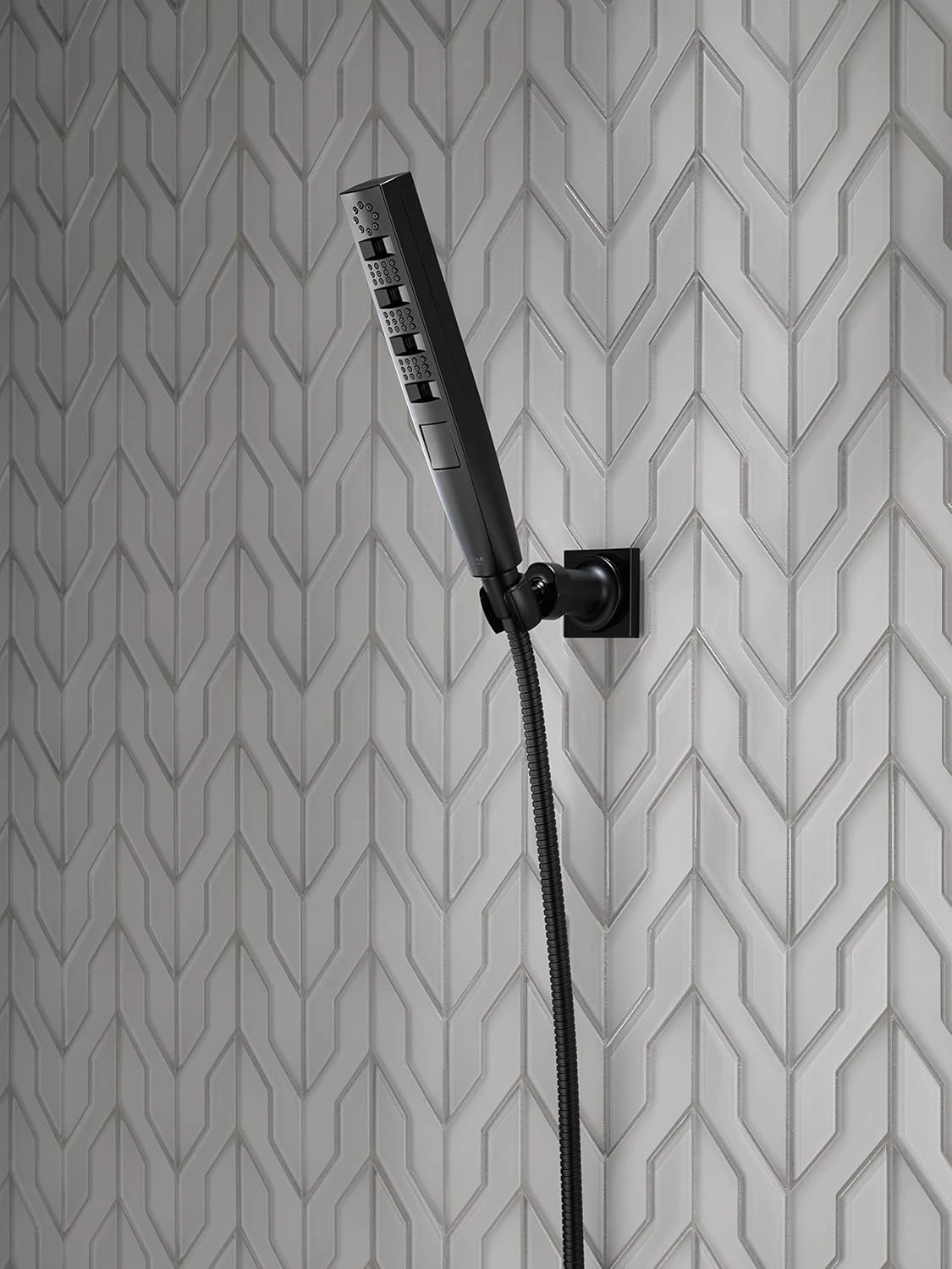 Delta Faucet 5-Spray Touch-Clean H2Okinetic Wall-Mount Hand Held Shower with Hose, Matte Black 55140-BL