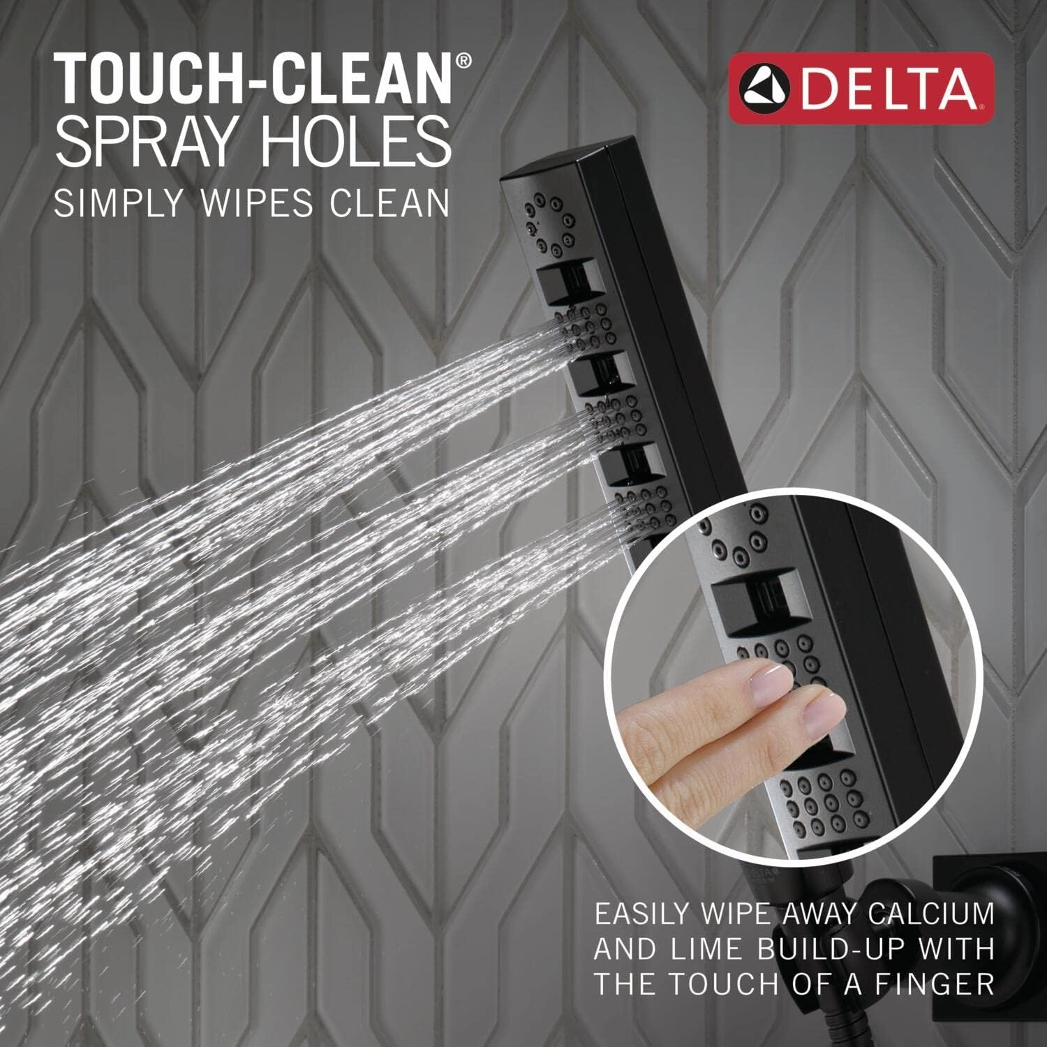 Delta Faucet 5-Spray Touch-Clean H2Okinetic Wall-Mount Hand Held Shower with Hose, Matte Black 55140-BL
