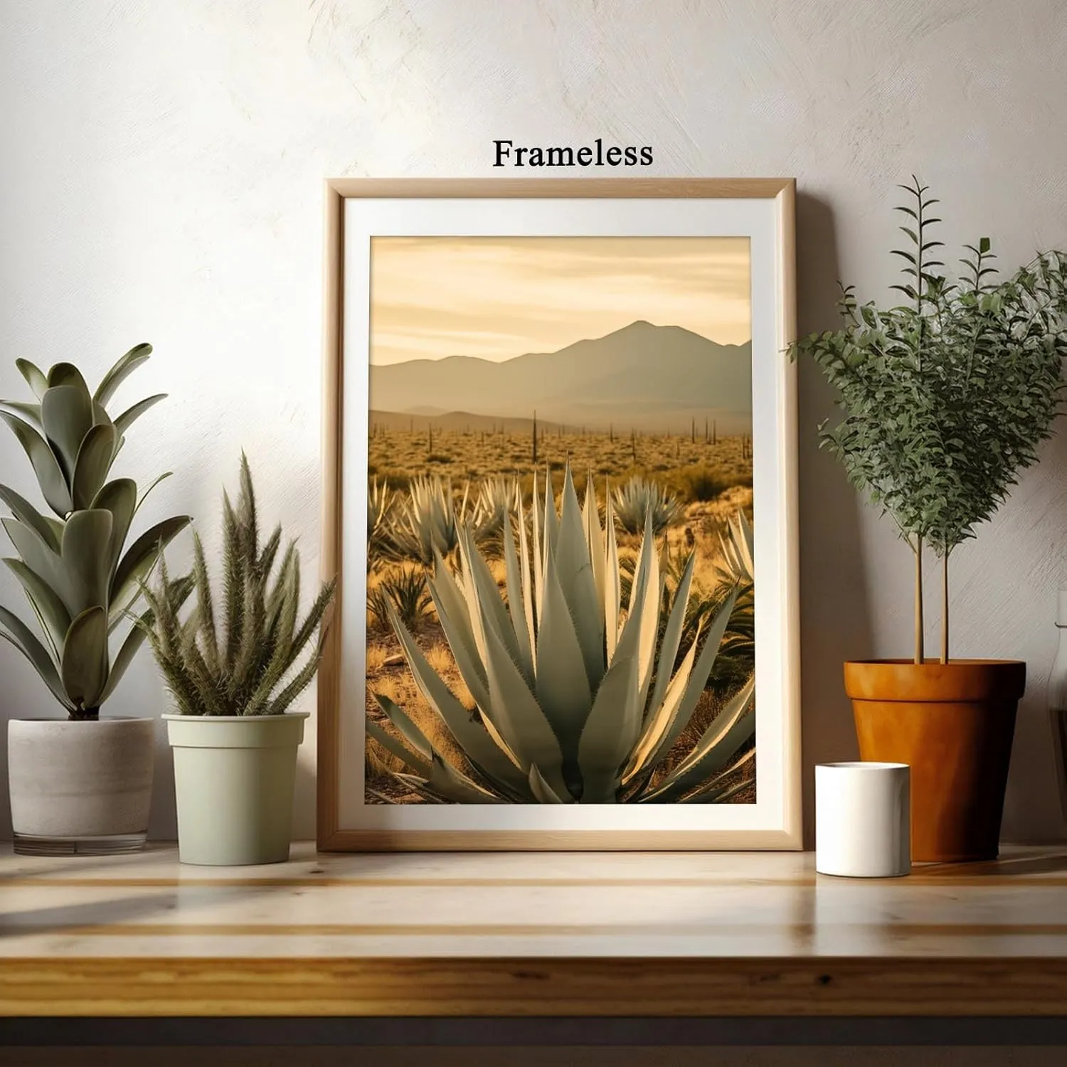 Desert Landscape Wall Art Agave Canvas Art Desert Cactus Pictures Nature Photography Posters Southwest Landscape Paintings Desert Scene Posters Abstract Desert Botanical Art Prints 16x24inch No Frame