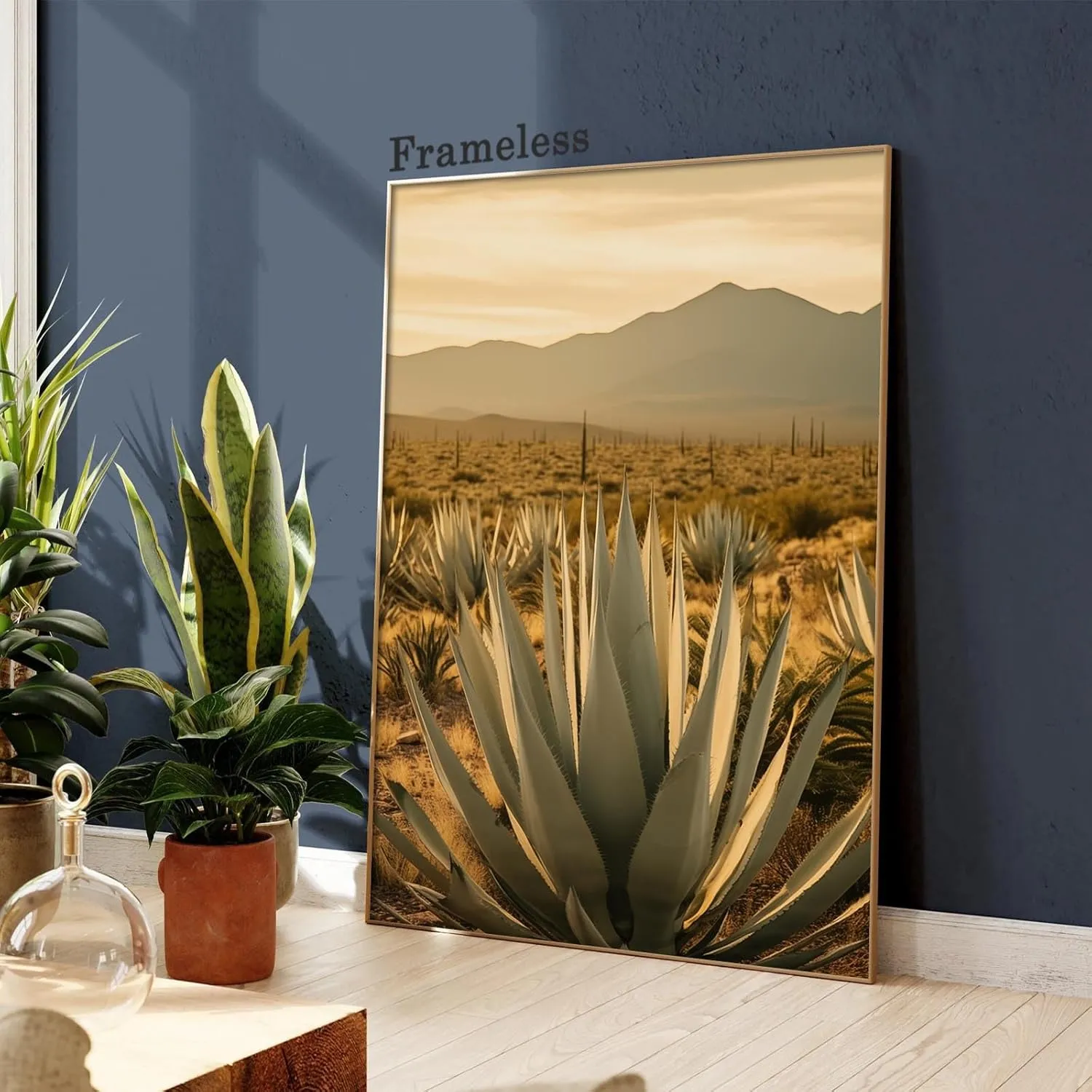 Desert Landscape Wall Art Agave Canvas Art Desert Cactus Pictures Nature Photography Posters Southwest Landscape Paintings Desert Scene Posters Abstract Desert Botanical Art Prints 16x24inch No Frame