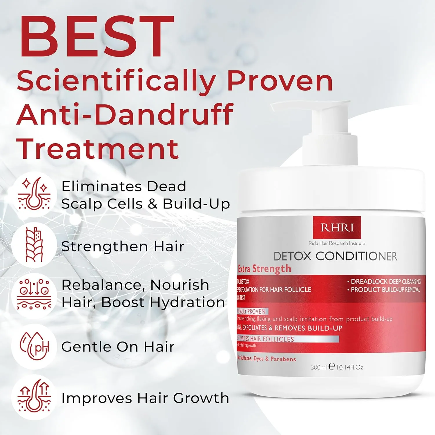 Detox Conditioner for Men and Women | Extra Strength and Deep Cleansing for Scalp & Hair | Metal Detox, Build-Up Removal & Hair Follicle Care | No Sulfates, Dyes or Parabens | 300ml