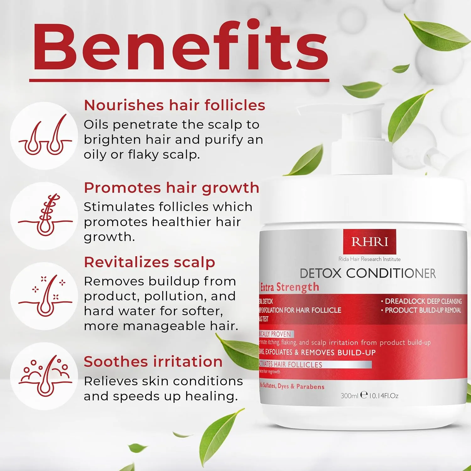Detox Conditioner for Men and Women | Extra Strength and Deep Cleansing for Scalp & Hair | Metal Detox, Build-Up Removal & Hair Follicle Care | No Sulfates, Dyes or Parabens | 300ml