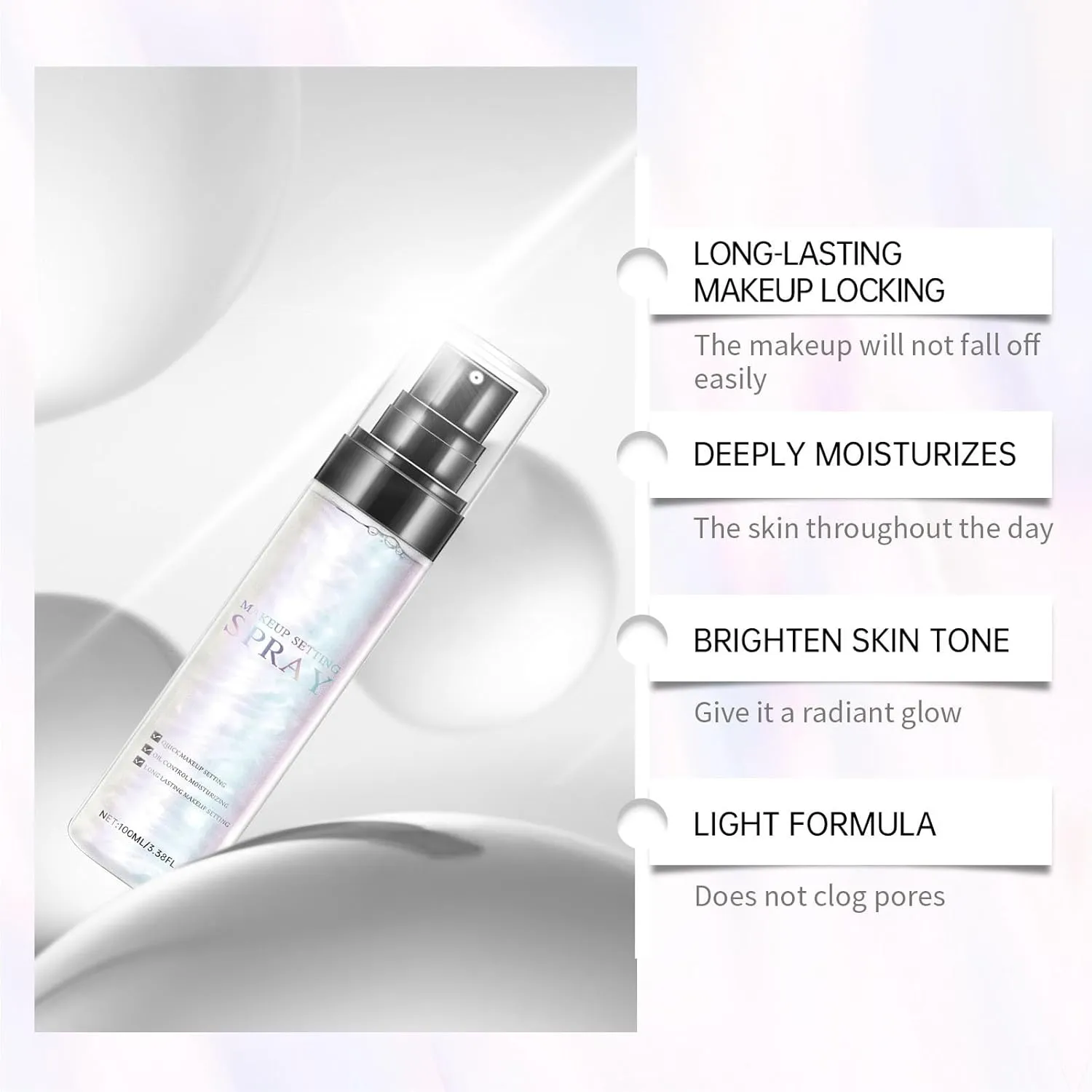 Dewy Mist Setting Spray, Longlasting Makeup Setting Spray, Slight Shinning Makeup Finishing Spray, Dewy Finish Extender Setting Spray, Oil Control Setting Spray, Hydrating and Moisturizing Mist (2pc)