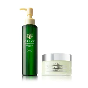 DHC Olive Essentials Set, including Olive Concentrated Cleansing Oil, 5 fl. oz. and Olive Virgin Oil Essential Cream, 1.7 oz. Net wt.