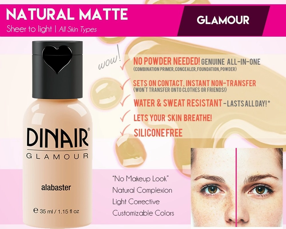 Dinair Airbrush Makeup Foundation | Cocoa | GLAMOUR: Natural, Light coverage, Matte 1/2 oz.