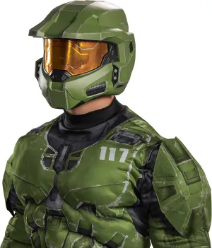 Disguise Men's Halo Master Chief Infinite Full Helmet Costume Accessory, Green & Yellow, Adult Size