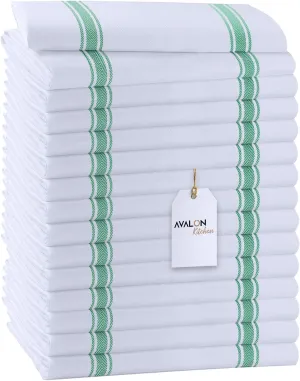 Dish Towels Set (Value Pack of 15) Size 15x25 Inch, 100% Cotton Soft & Absorbent Linen Kitchen Towels, Tea Towels, Reusable Cleaning Cloths for Household Cleaning (Green)