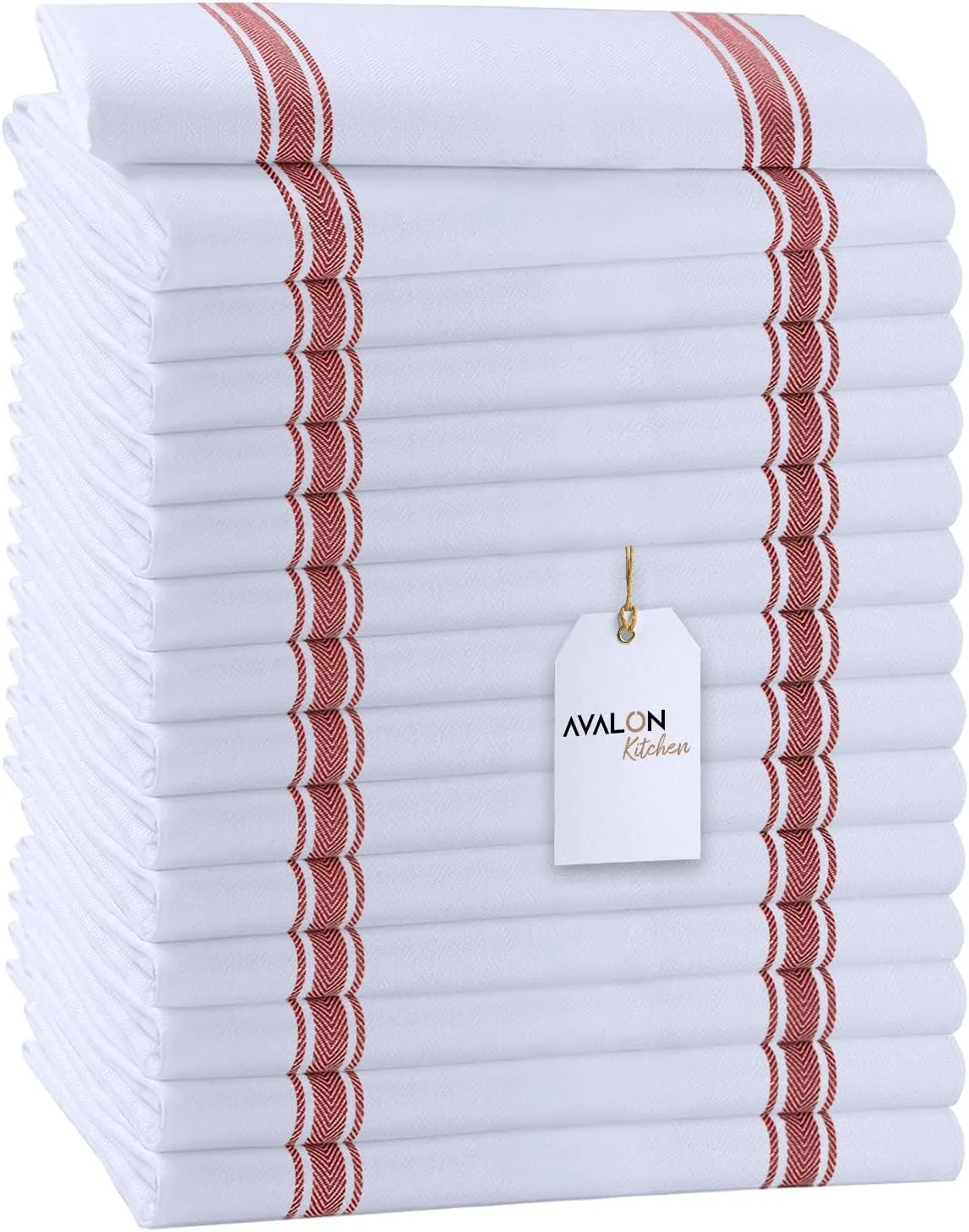 Dish Towels Set (Value Pack of 15) Size 15x25 Inch, 100% Cotton Soft & Absorbent Linen Kitchen Towels, Tea Towels, Reusable Cleaning Cloths for Household Cleaning (Red)