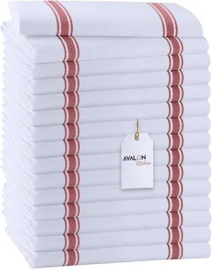 Dish Towels Set (Value Pack of 15) Size 15x25 Inch, 100% Cotton Soft & Absorbent Linen Kitchen Towels, Tea Towels, Reusable Cleaning Cloths for Household Cleaning (Red)