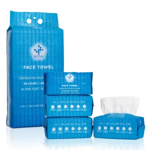 Disposable Face Towels, Ultra Soft, Biodegradable Makeup Remover Wipes, Hypoallergenic & Lint-Free Towelettes for Facial Cleansing, Multi-Use Dry Washcloths for All Skin Types/Family 240 Ct