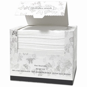 Disposable Face Towel, Soft & Gentle Face Towels, Super Gentle and 30% more Thick Disposable Towelettes, Best for sensitive Skin, Biodegrable Faical Towels, Makeup Remover. 50 Counts (XL).