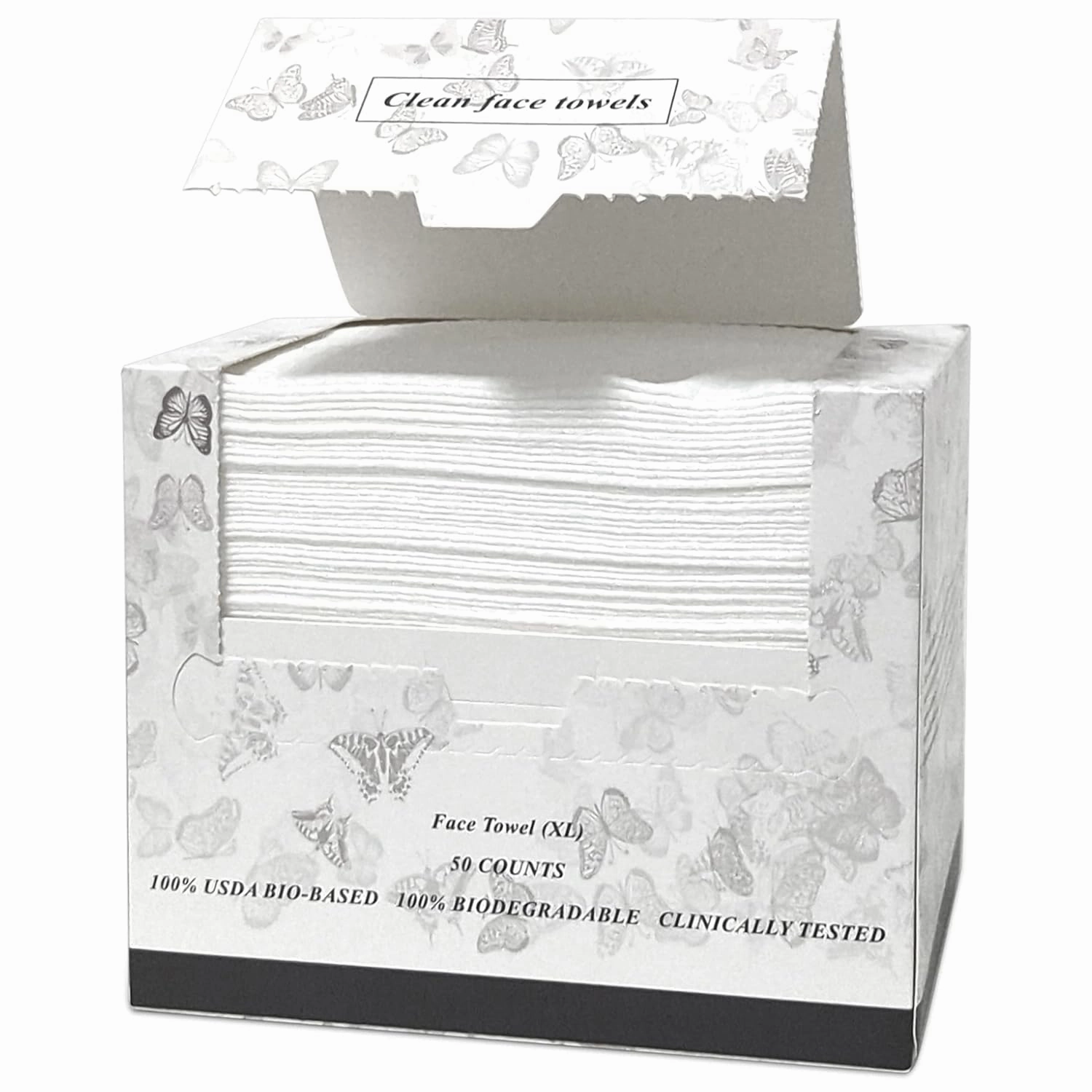 Disposable Face Towel, Soft & Gentle Face Towels, Super Gentle and 30% more Thick Disposable Towelettes, Best for sensitive Skin, Biodegrable Faical Towels, Makeup Remover. 50 Counts (XL).