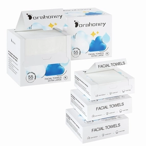 Disposable Face Towels 55 * 2 Count   Travel Face Towels 20 * 3 Count, 12"×12" Makeup Remover Dry Wipes for Sensitive Skin