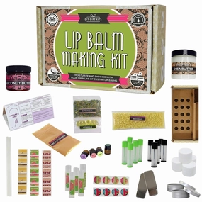 DIY Gift Kits 73-Piece DIY Lip Balm Kit | Includes All Natural & Organic Essential Oils, Shea Butter, Filling Tray & More | Makes 23 Homemade Lip Balms | For Dry & Chapped Lips | For Kids & Adults