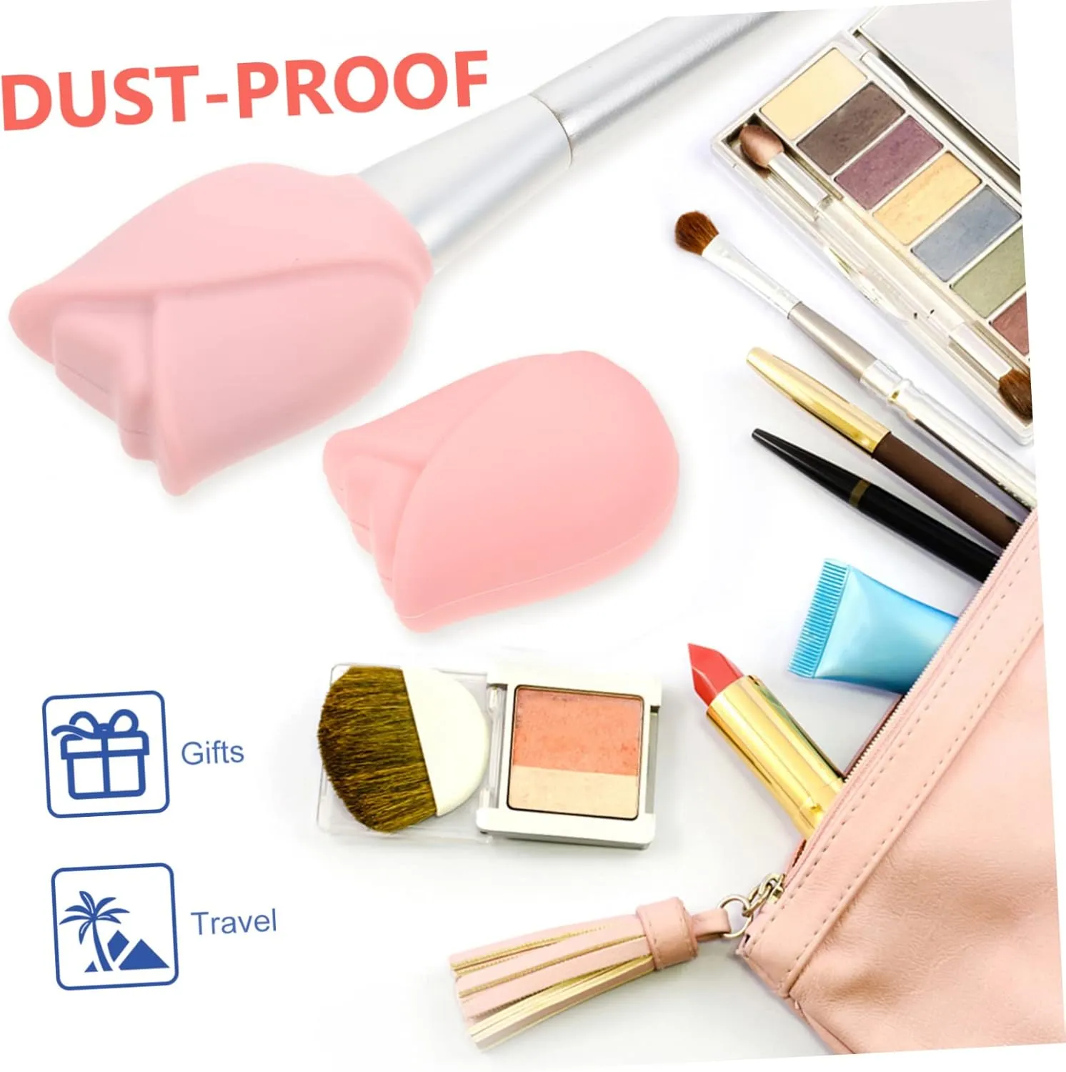DOITOOL 15pcs Travel Makeup Brush Portable Makeup Brush Holders for and Cleaning Practical Organizers Essential Accessories