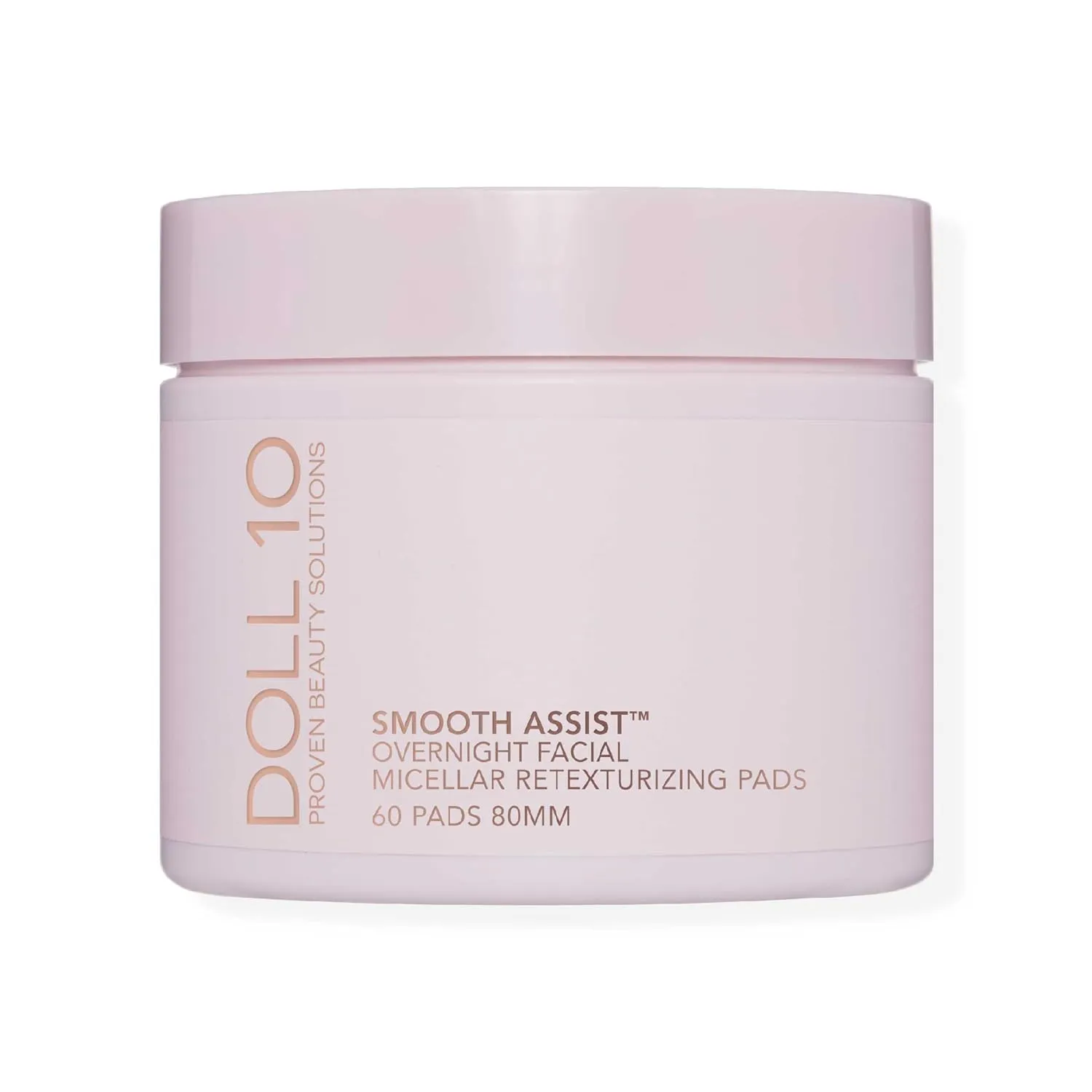 Doll 10 Smooth Assist Overnight Facial Micellar Pads - Exfoliating Makeup Remover Facial Cleansing Wipes, Deep Cleans Pores & Retexturizes Skin